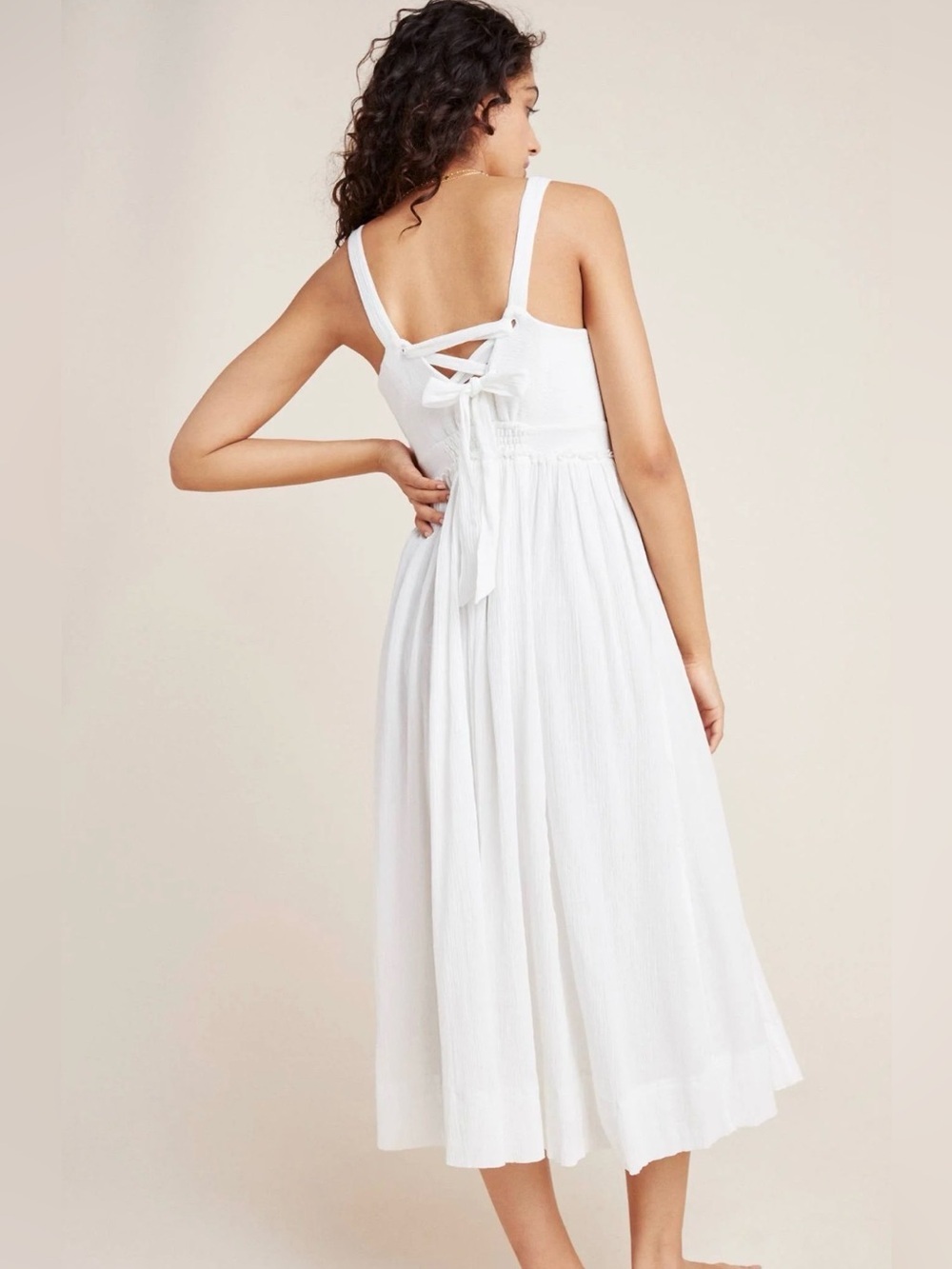 Anthropologie White cotton Maxi Dress women’s size M #classic - Picture 2 of 9